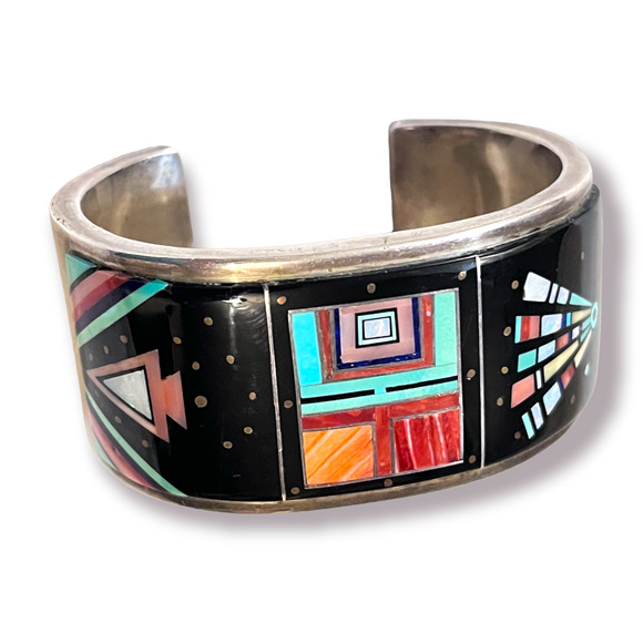 ErVin Paul Tsosie Navajo Sterling Silver Micro Inlay  Cuff Bracelet - Picture 13 of 13